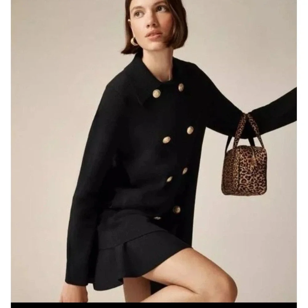 J.Crew Women's Warwick Merino Wool Blend Sweater‎ Blazer CB927 Black Size Large